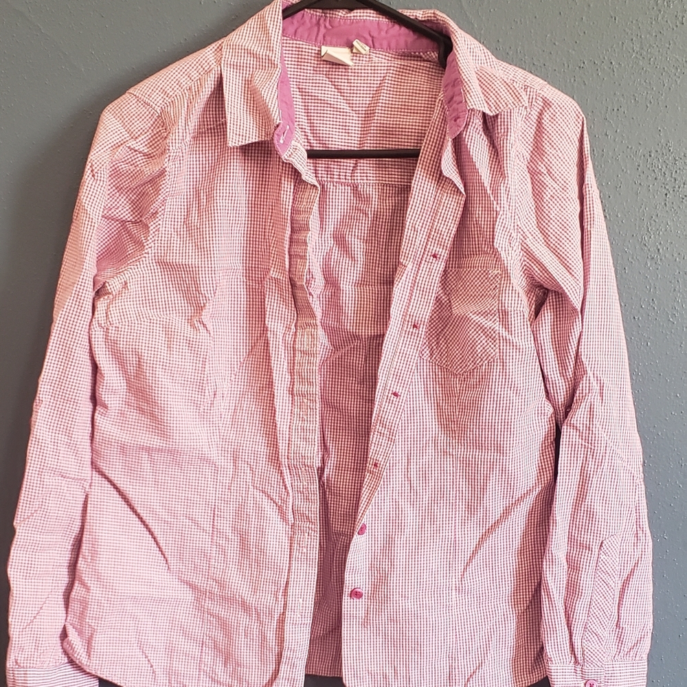 SO pink gingham buttondown size l